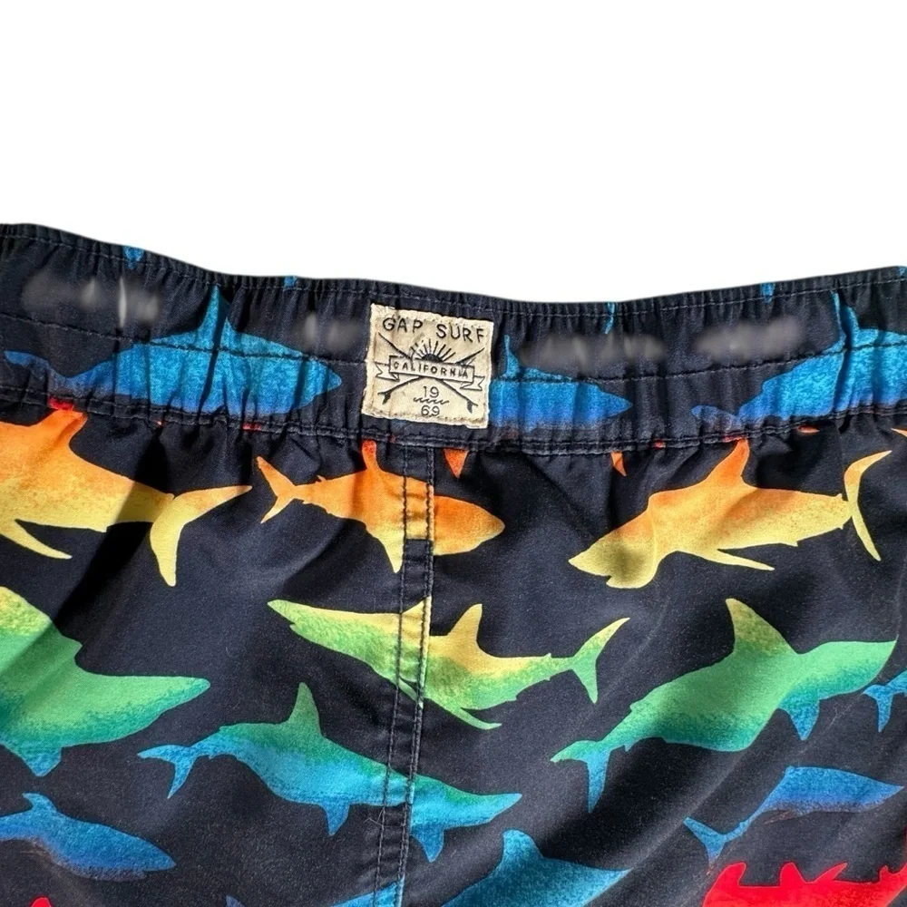 GAP Kids Boys Swim Trunks Size M (8) Shark & Floral Board Shorts Lot of 2